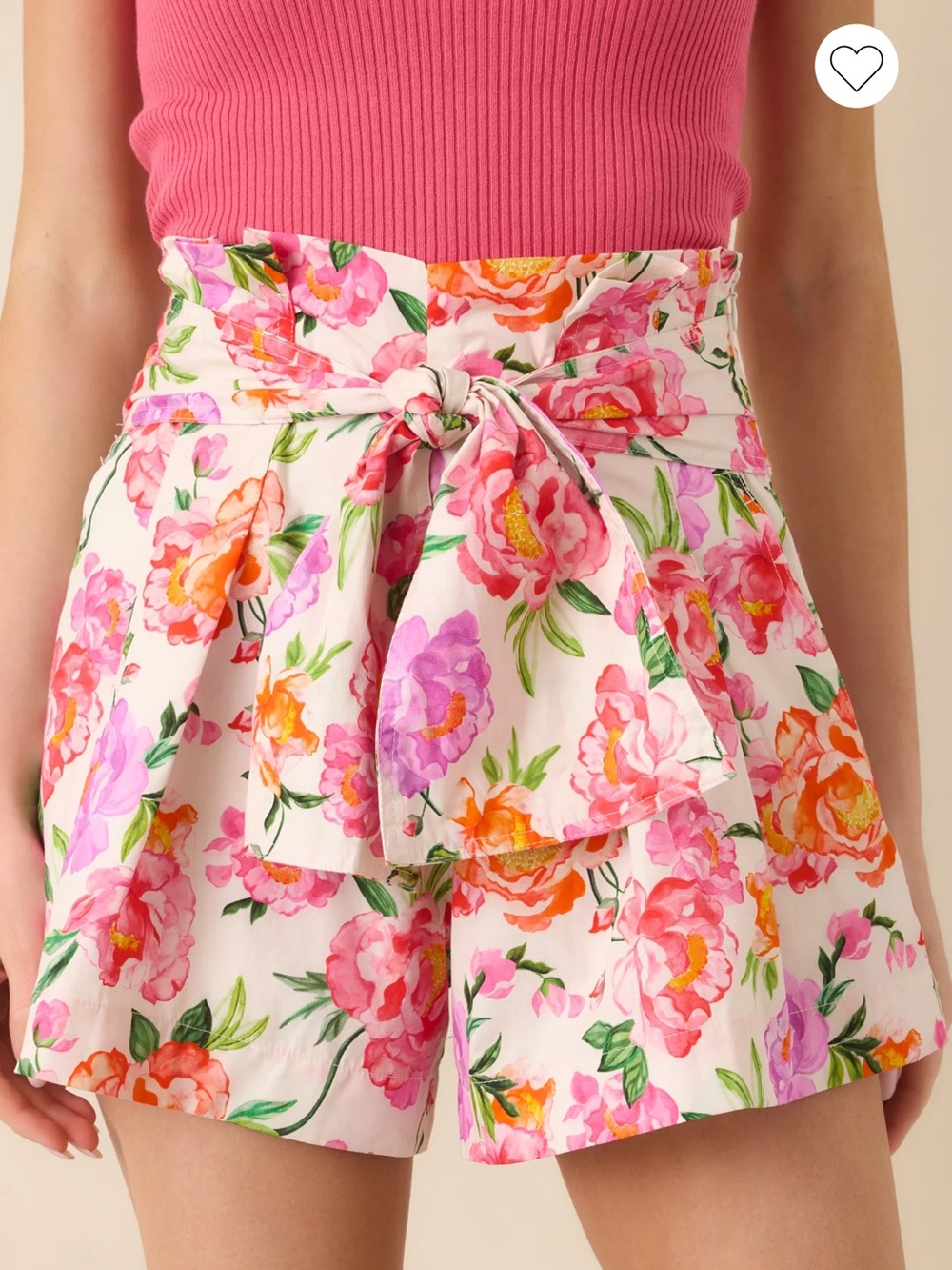 High-Waist Floral Tie-Front Women’s Shorts in Pink Multi